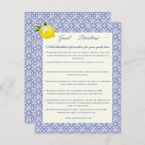 Wedding Guest Directions Capri Enclosure Card