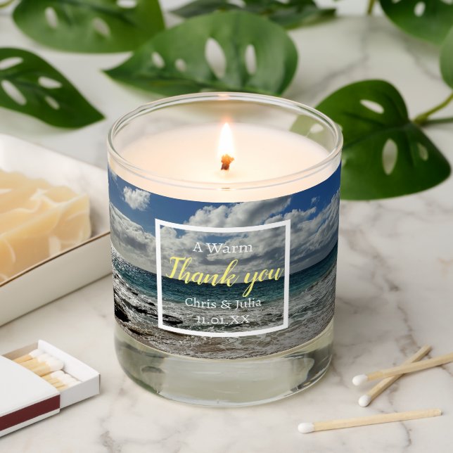 Wedding Guest Favor Bermuda Beach Scented Candle (Lit)