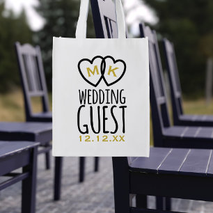 Wedding Guest Heart Monogram Reusable Grocery Bag