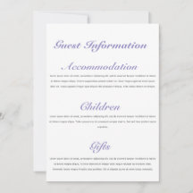 Wedding Guest Information Card Template