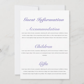 Wedding Guest Information Card Template