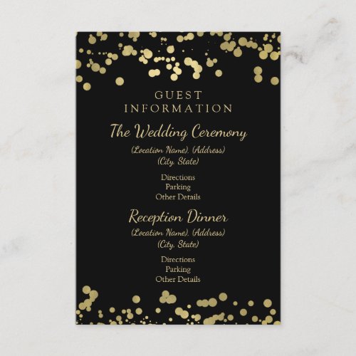 Wedding Guest Information Gold Foil Confetti Enclosure Card