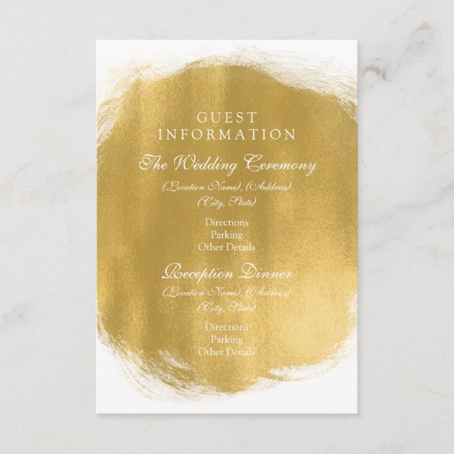 Wedding Guest Information Gold Paint Look Enclosure Card (Front)