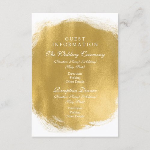 Wedding Guest Information Gold Paint Look Enclosure Card