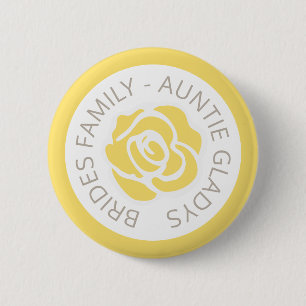 Wedding guest information yellow rose button
