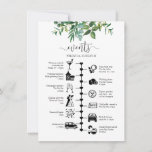 Wedding Guest Itinerary Greenery Illustrated Advice Card<br><div class="desc">A wedding timeline and welcome card with our greenery watercolor foliage. Using pictogram icons, let your guests know of your itinerary for the big day & ensure no one miss out on any of your agenda during the whole event. With a welcome message on the front these are perfect for...</div>