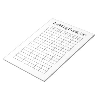Wedding Guest List Notepad