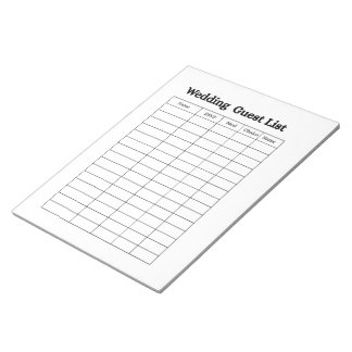 Wedding Guest List Notepad 