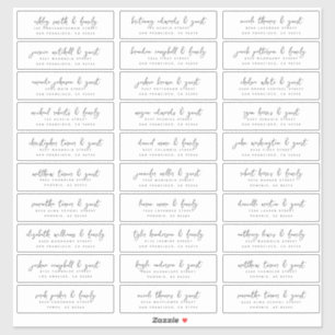 Wedding Guest Names &  Address Modern Simple Chic Sticker