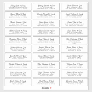Wedding Guest Names Address Modern Simple Chic Sticker