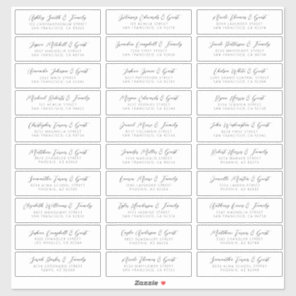 Wedding Guest Names Address Simple Chic Modern Sticker