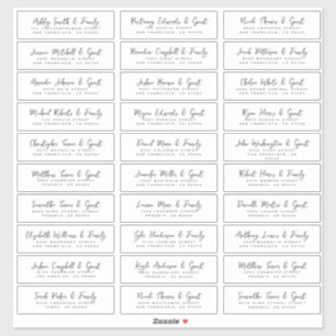 Wedding Guest Names &  Address Simple Modern Chic Sticker