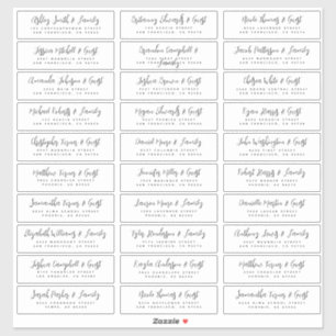 Wedding Guest Names Modern Simple Black and White Sticker