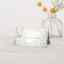 Wedding Guest Place Card Silver Bokeh Lights