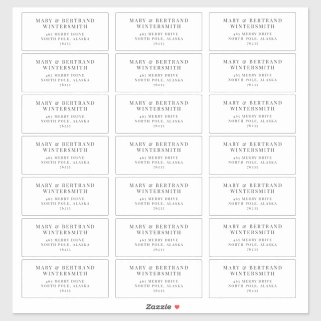 Wedding Guest Pre-addressed Labels Minimalist J102 (Sheet)