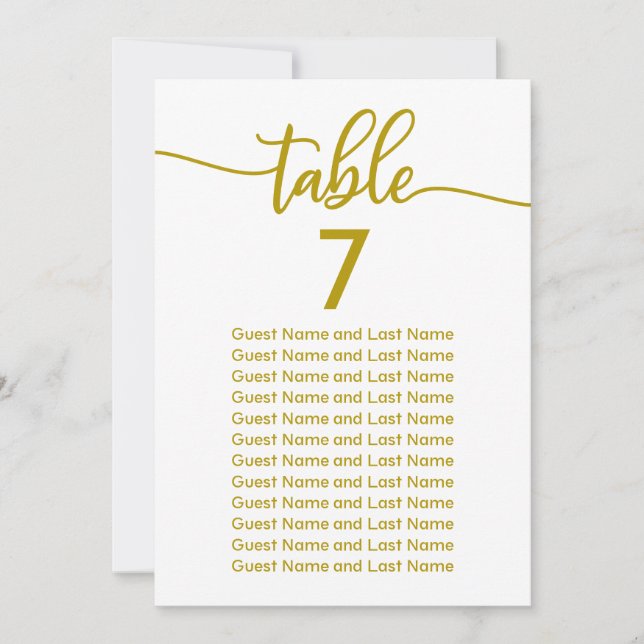 Wedding Guest Seating Elegant Gold Calligraphy Invitation (Front)