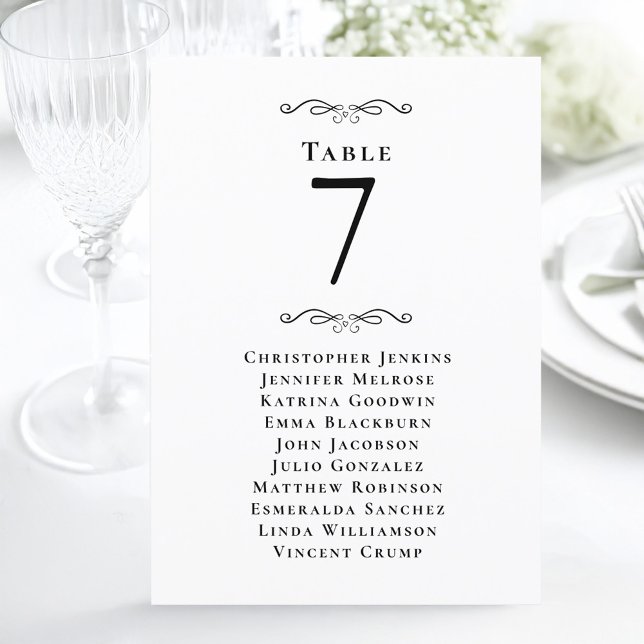 Wedding Guest Seating List Table Number Black Card (Wedding Guest Seating List Table Number Black Card)