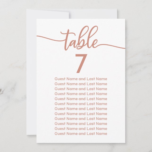 Wedding Guest Seating Rose Gold Calligraphy Invitation (Front)