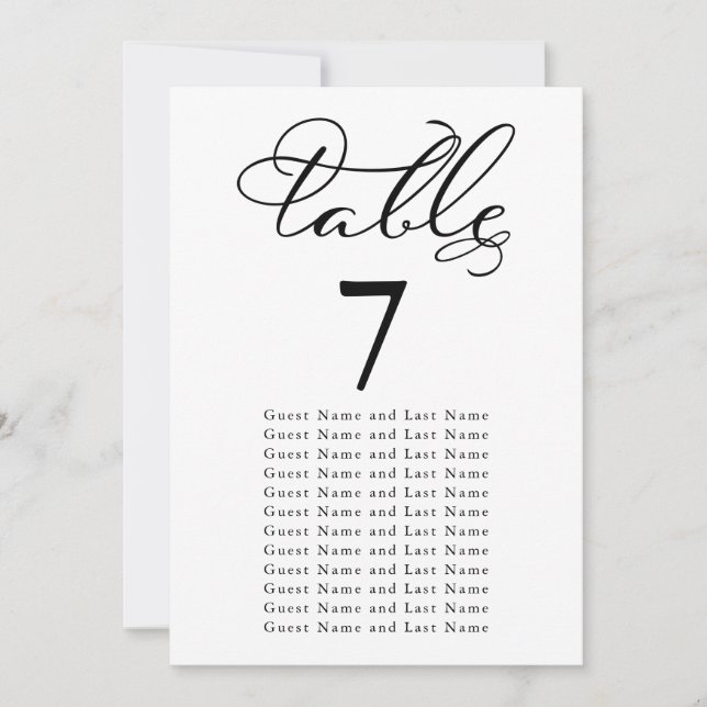 Wedding Guest Seating Simple Elegant Calligraphy Invitation (Front)