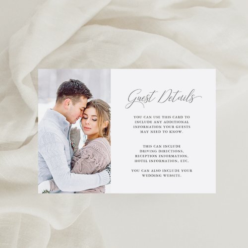 Wedding Guest Two Sided Details with Photo Enclosure Card