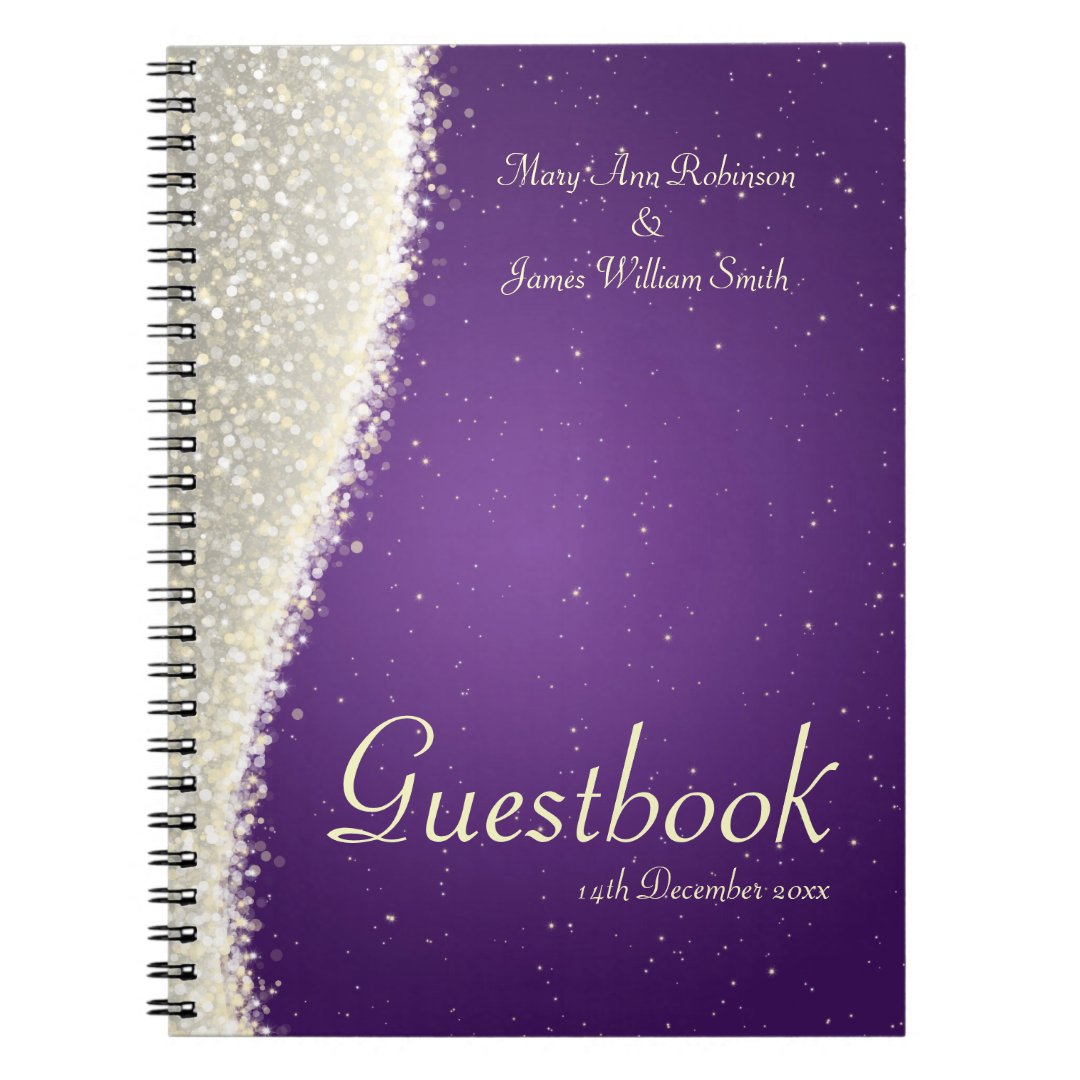 Wedding Guestbook Dazzling Sparkles Purple Notebook Zazzle