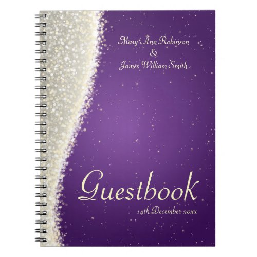 Wedding Guestbook Dazzling Sparkles Purple Notebook