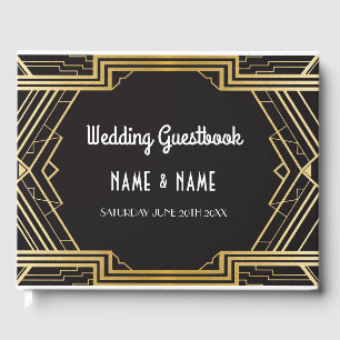 Wedding GuestBook Gatsby Art Deco 1920's Gold