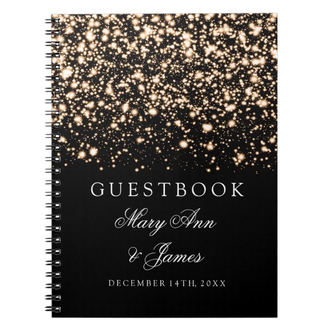 Wedding Guestbook Gold Midnight Glam Notebook (Front)