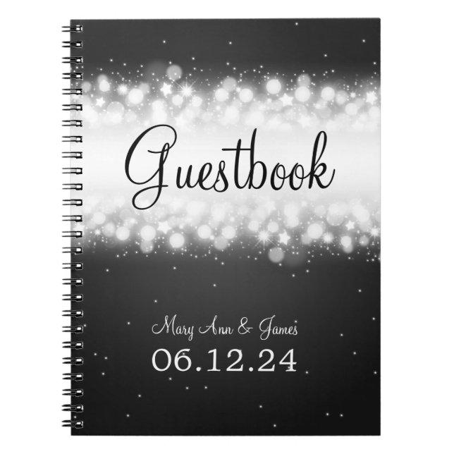 Wedding Guestbook  Magic Sparkle Black Notebook (Front)