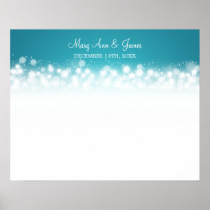 Wedding Guestbook Magic Sparkle Turquoise