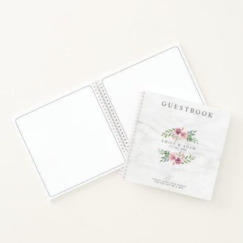 Wedding GuestBook Photo on Romantic Wreath Notebook