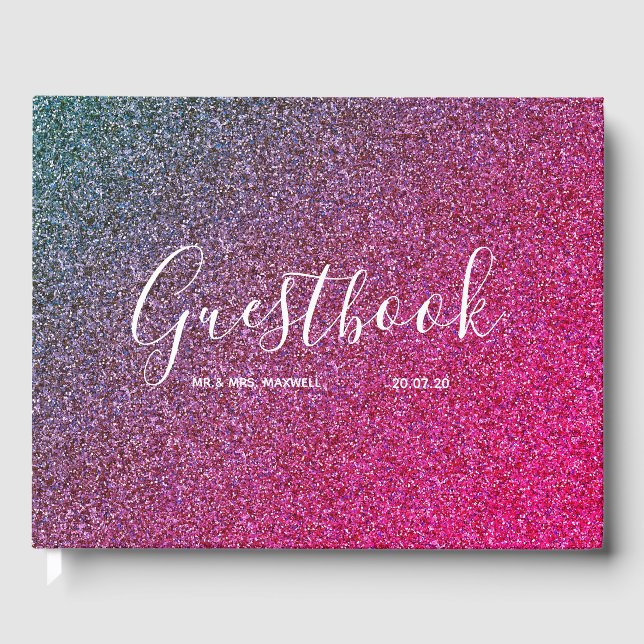 Wedding Guestbook | Pink Glitter Chic (Front)