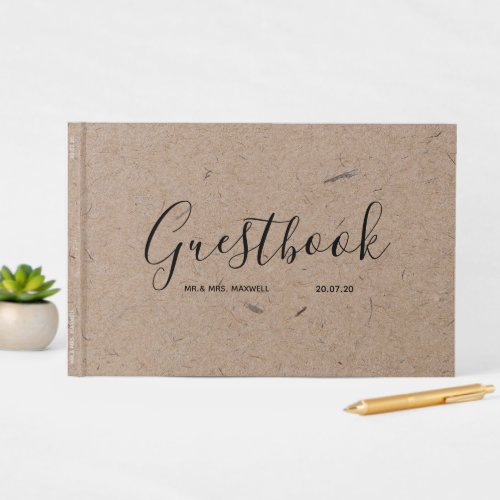 Wedding Guestbook  Rustic Kraft Paper Chic