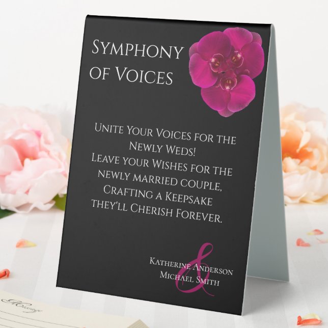Wedding Guestbook Sign-Black Fuchsia Orchids- Table Tent (In SItu (Wedding))