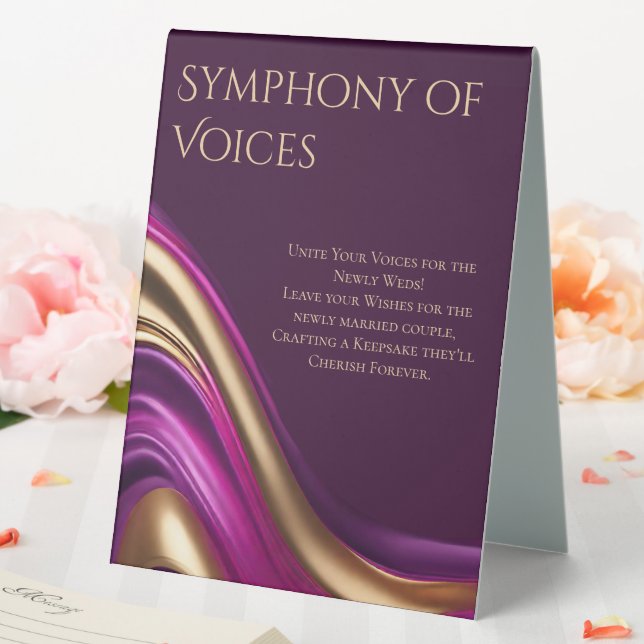 Wedding Guestbook Sign-Purple Fuchsia and Gold- Table Tent (In SItu (Wedding))