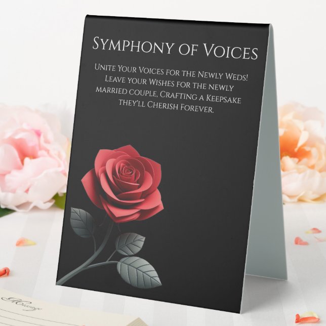 Wedding Guestbook Sign-Single Red Rose- Table Tent (In SItu (Wedding))