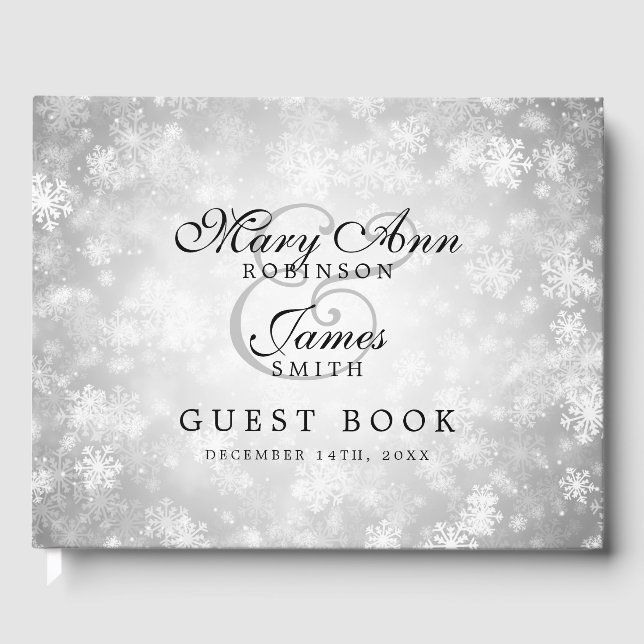 Wedding Guestbook Silver Winter Wonderland (Front)