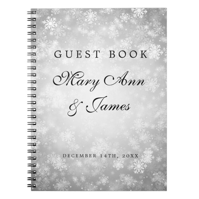 Wedding Guestbook Silver Winter Wonderland Notebook (Front)