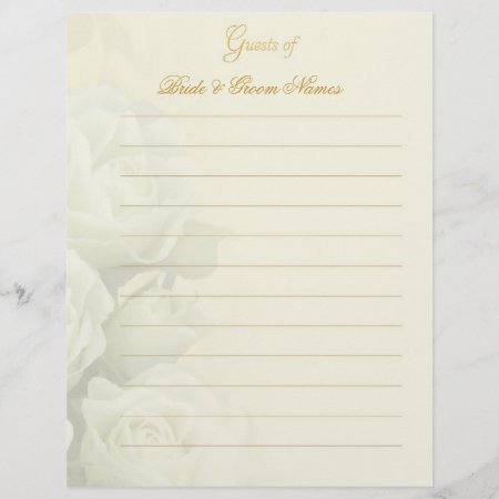 Wedding Guestbook Stationery - White Roses