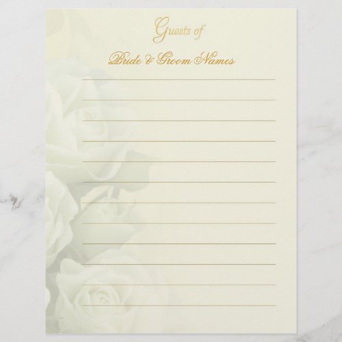 Wedding Guestbook Stationery _ White Roses
