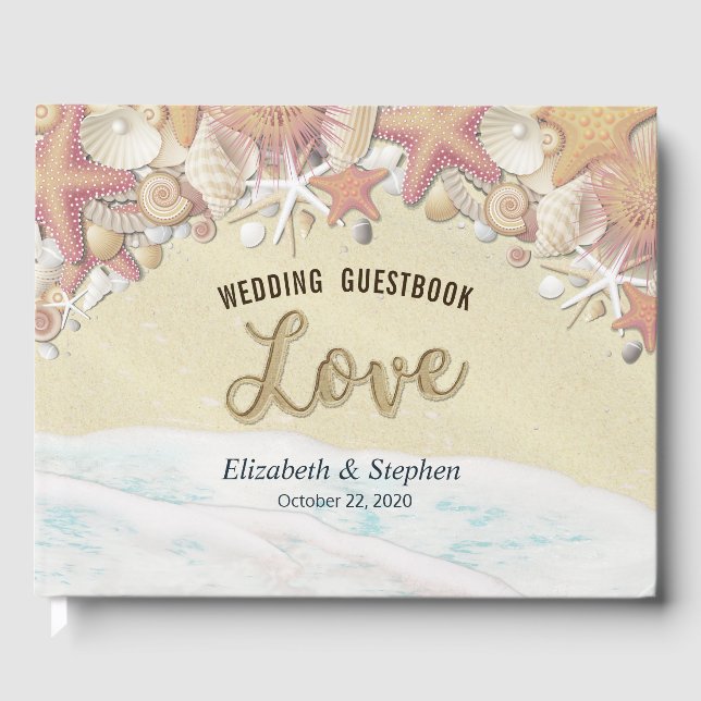 Wedding Guestbook Summer Beach Starfish Sea shells (Front)