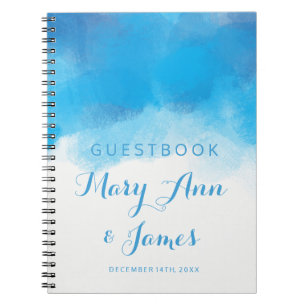 Wedding Guestbook Summer Blue Watercolor Notebook