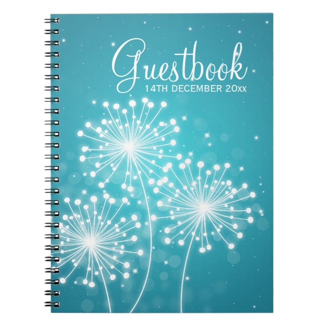 Wedding Guestbook Summer Sparkle Turquoise Notebook (Front)