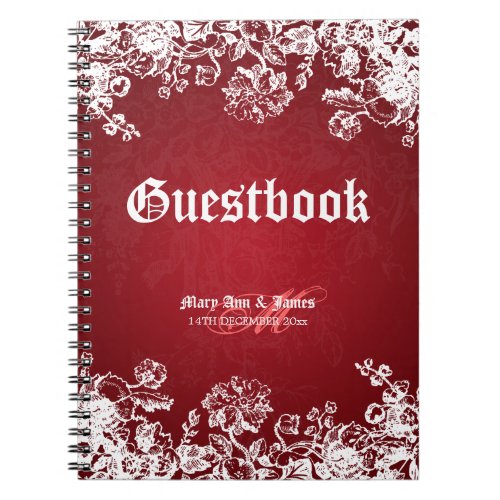 Wedding Guestbook Victorian Flourish Red Notebook