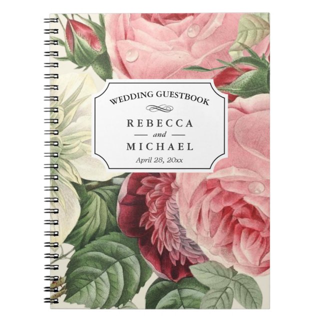 Wedding Guestbook - Vintage Botanical Flowers Notebook (Front)