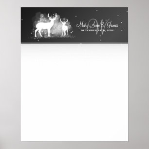 Wedding Guestbook Winter Deer Sparkle Black