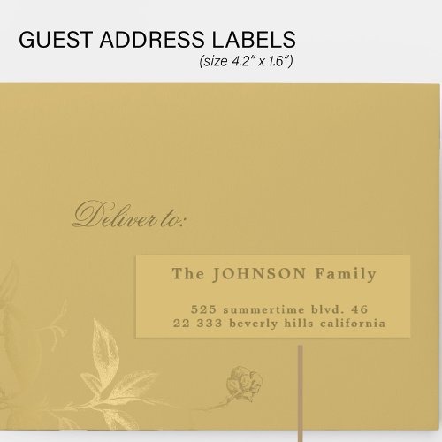Wedding guests 24 custom faux gold address labels 