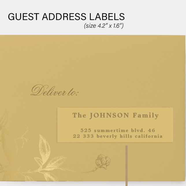 Wedding guests 24 custom faux gold address labels  (The envelopes can be purchased separately - please see the collection )
