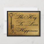 Wedding Guests Advice Card For Happy Couple<br><div class="desc">Faux Gold, Black and White Wedding advice card for the happy couple. The Key To Love and Happiness on one side and Please Share Your Key Advice For The Happy Couple on the back. Classic black and white vintage style design. Features a antique vintage key with a heart. Provide these...</div>