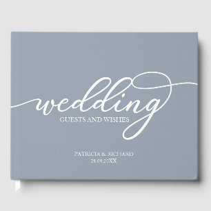 Wedding Guests And Wishes Chic Dusty Blue Guest Book